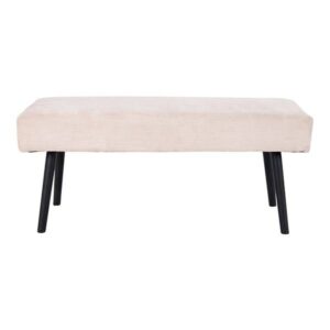 Skiby bænk 100x35 cm - Sandfarvet fløjl og sorte ben - Nicehome.dk