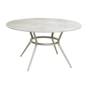 Cane-Line Joy spisebord - Rundt - Ø144 - Stel: Taupe aluminium - Bordplade: Fossil grå - Nicehome.dk
