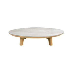 Cane-Line Aspect sofabord - Ø 144 cm - Teak stel - Bordplade: Fossil grå - Nicehome.dk