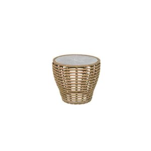 Cane-Line Basket sofabord - Lille - Stel: natur Bordplade: grå - Nicehome.dk