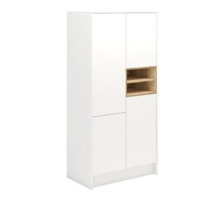 Garderobeskab i 2 sektioner - Hvid/eg melamin - B:104 cm - Nicehome.dk