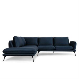 Portimao hjørnesofa - mørkeblå velour - venstrevendt - Nicehome.dk