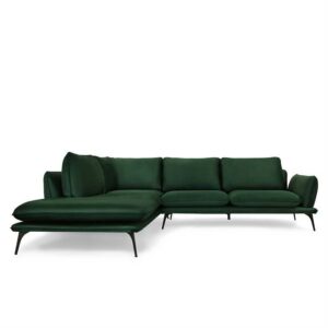 Portimao hjørnesofa - mørkegrøn velour - venstrevendt - Nicehome.dk