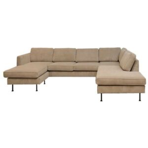 Thy sofa m. chaiselong og open-end - 305 x 210 cm. - beige fløjl - venstrevendt - Nicehome.dk