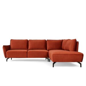 Bella hjørnesofa - orange velour - venstrevendt - Nicehome.dk