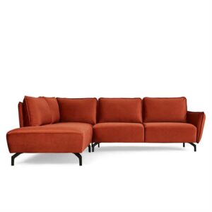 Bella hjørnesofa - orange velour - højrevendt - Nicehome.dk