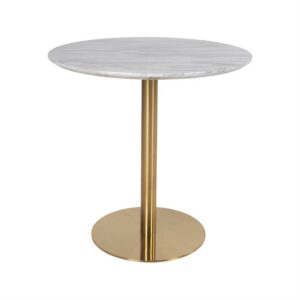 Bolzano rundt spisebord i marmorlook m. messingfod - Ø90 cm - Nicehome.dk