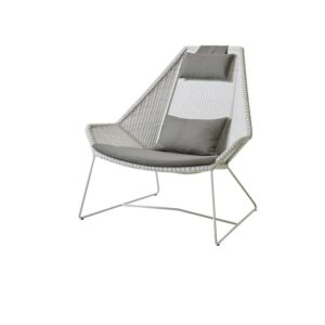 Cane-Line Breeze highback havestol - hvid/grå med hynde i taupe - Nicehome.dk
