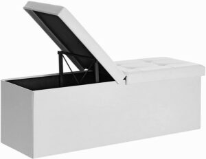 Entrebænk - siddebænk med kiste 110 x 38 x 38 - hvid kunstlæder - Entremøbler og garderobe > Bænke - entremøbler - Daily-Living - Nicehome.dk