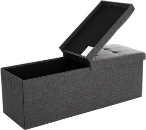 Entrebænk - siddebænk med kiste 110 x 38 x 38 - mørkegrå stof - Entremøbler og garderobe > Bænke - entremøbler - Daily-Living - Nicehome.dk