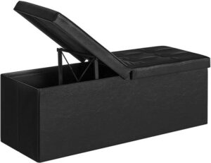 Entrebænk - siddebænk med kiste 110 x 38 x 38 - sort kunstlæder - Entremøbler og garderobe > Bænke - entremøbler - Daily-Living - Nicehome.dk
