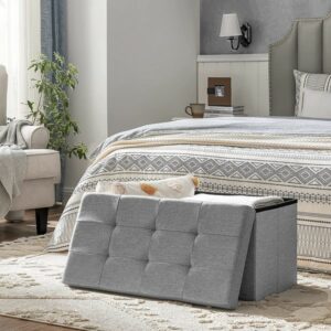 Bænk med kiste - siddebænk med opbevaring 76 x 38 x 38 - lysegrå - Entremøbler og garderobe > Bænke - entremøbler - Daily-Living - Nicehome.dk