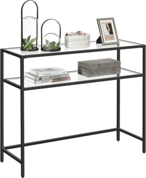 Konsolbord - sidebord med hærdet glas og sort stel 100x35x80 - Borde > Sideborde - Daily-Living - Nicehome.dk