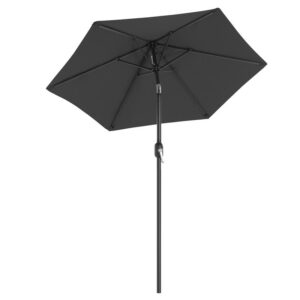 Haveparasol Ø2 M med krank - rund Ø 200 cm parasol - grå - Haveparasoller > Metal parasoller - parasoller i metal - Daily-Living - Nicehome.dk