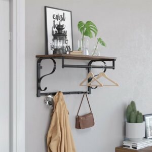 Knagerække med hattehylde og bøjlestang 60x30 cm - rustik brun - Entremøbler og garderobe > Knagerækker og garderobe - Daily-Living - Nicehome.dk