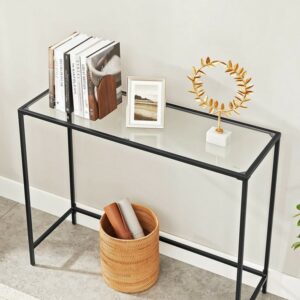 Konsolbord - sidebord med hærdet glas og sort stel 100x35x80 - Borde > Sideborde - Daily-Living - Nicehome.dk