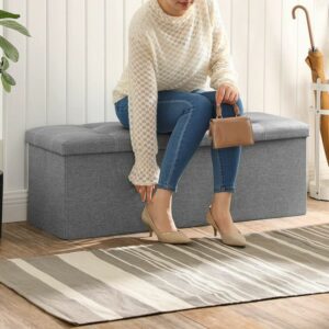 Bænk med kiste - siddebænk med opbevaring 110 x 38 x 38 - lysegrå - Entremøbler og garderobe > Bænke - entremøbler - Daily-Living - Nicehome.dk