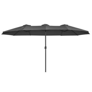 Haveparasol 460 x 270 cm - ekstra bred dobbelt parasol - grå - Haveparasoller > Metal parasoller - parasoller i metal - Daily-Living - Nicehome.dk