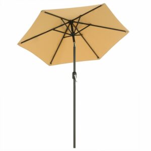 Haveparasol Ø2 M med krank - rund Ø 200 cm parasol - taupe - Haveparasoller > Metal parasoller - parasoller i metal - Daily-Living - Nicehome.dk