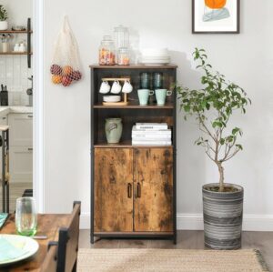Reol - gulvreol med 2 hylder og skab - rustik brun 60x35x125 - Reoler og hylder > Reoler - gulvreoler og stuereoler - Daily-Living - Nicehome.dk