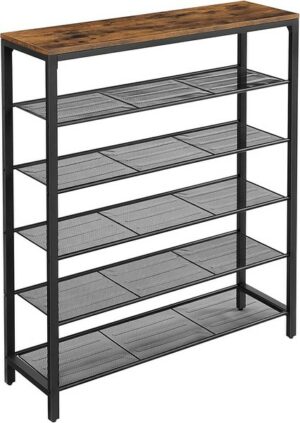 Skoreol med 5 hylder - skostativ med skohylder - rustik brun - Reoler og hylder > Skoreoler og skostativer - Daily-Living - Nicehome.dk