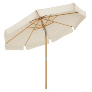 Træparasol Ø 300 cm med tilt - rund Ø3 M haveparasol - beige - Haveparasoller > Træparasoller - parasoller i træ - Daily-Living - Nicehome.dk