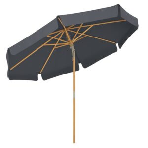 Træparasol Ø 300 cm med tilt - rund Ø3 M haveparasol - grå - Haveparasoller > Træparasoller - parasoller i træ - Daily-Living - Nicehome.dk
