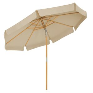 Træparasol Ø 300 cm med tilt - rund Ø3 M haveparasol - taupe - Haveparasoller > Træparasoller - parasoller i træ - Daily-Living - Nicehome.dk