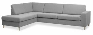 Pan set 2 OE left sofa med chaiselong - grå polyester stof og natur træ - Nicehome.dk