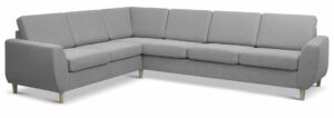 Wendy set 7 corner hjørnesofa - grå polyester stof og natur træ - Nicehome.dk