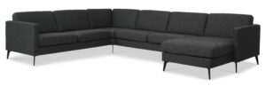 Ask sæt 56 U 2C3D sofa - antracitgrå polyester stof og Eiffel ben - Nicehome.dk