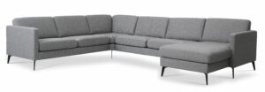 Ask sæt 56 U 2C3D sofa - lys granitgrå polyester stof og Eiffel ben - Nicehome.dk