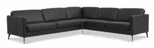 Ask sæt 57 hjørnesofa - sort semianilin læder og Eiffel ben - Nicehome.dk
