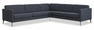 Ask sæt 57 hjørnesofa - navy blå polyester stof og Eiffel ben - Nicehome.dk