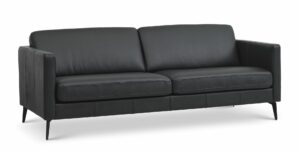 Ask 3 pers. sofa - sort semianilin læder og Eiffel ben - Nicehome.dk