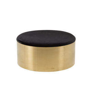 VENTURE DESIGN puf - sort velour og messing metal (Ø75) - Nicehome.dk