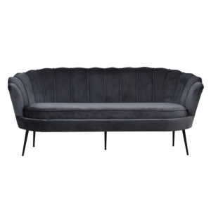 VENTURE DESIGN Calais 3 personers sofa - mørkegrå velour og sort metal - Nicehome.dk