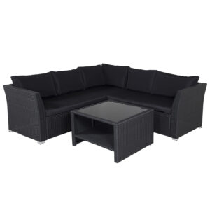 VENTURE DESIGN Haiti modul sofasæt - sorte hynder og sort glas