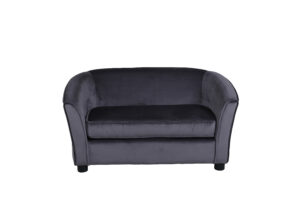 VENTURE DESIGN Måna børnesofa - mørkegrå fløjl og sort plastik - Nicehome.dk