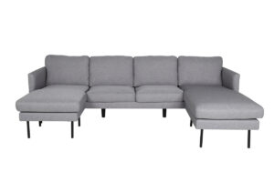 VENTURE DESIGN Zoom U-sofa - grå polyester og og sort stål - Nicehome.dk