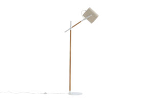 VENTURE DESIGN Dennis gulvlampe - beige hør og hvid/natur stål - Nicehome.dk