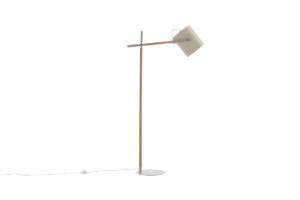 VENTURE DESIGN Dennis gulvlampe - beige hør og beige/natur stål - Nicehome.dk