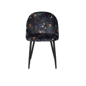 VENTURE DESIGN Velvet spisebordsstol - multifarvet blomster polyester og sort metal - Nicehome.dk