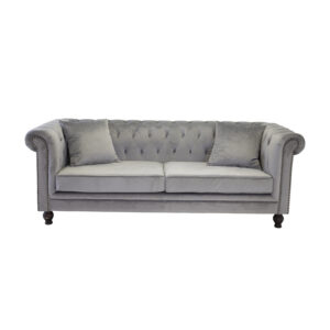 VENTURE DESIGN Velvet 3 pers. sofa - lysegrå velour og træ - Nicehome.dk