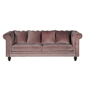 VENTURE DESIGN Velvet 3 pers. sofa - rosa velour og træ - Nicehome.dk