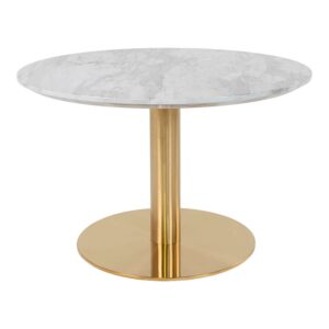 HOUSE NORDIC Bolzano sofabord - MDF med marmor look og messing stål (Ø70) - Nicehome.dk