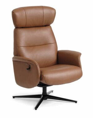 Alex recliner lænestol - cognac semi aniline læder og sort aluminium - Nicehome.dk