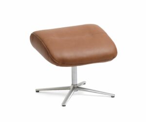 Alex fodskammel - cognac semi aniline læder og børstet aluminium - Nicehome.dk