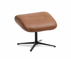 Alex fodskammel - cognac semi aniline læder og sort aluminium - Nicehome.dk