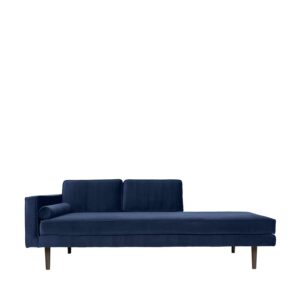 BROSTE COPENHAGEN Wind chaiselong - blå polyester velour - Nicehome.dk
